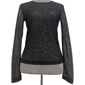 Dana Buchman Sheer Tulle Long Sleeve T-Shirt